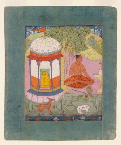 Asket in einer Landschaft, Darstellung des musikalischen Modus Bangali Ragini, ca. 1675 von Unbekannt