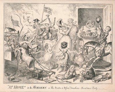 Zu Hause im Kinderzimmer oder Die Meister und Fräulein Zwei Schuhe Weihnachtsfeier, 1835 von Unbekannt