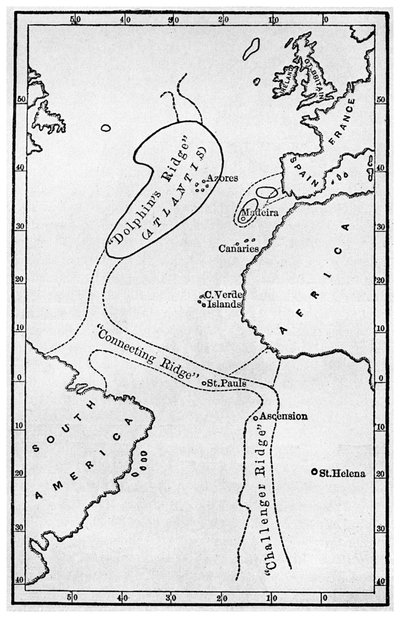 Atlantis: eine Karte, die den Standort des mythischen Kontinents zeigt von Unbekannt