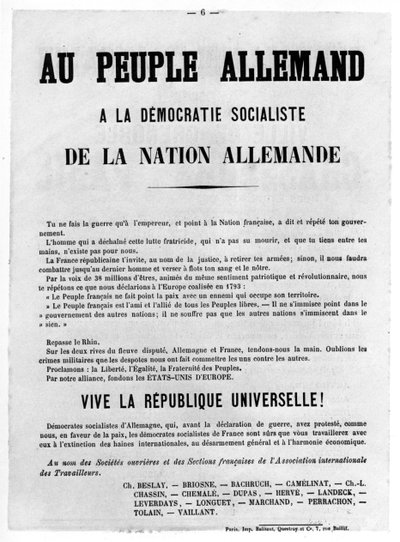 An das deutsche Volk, aus Französische politische Plakate der Pariser Kommune, Mai 1871 von Unbekannt