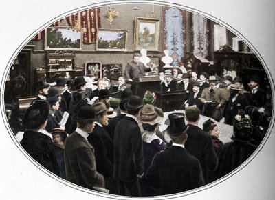 Auktion im Gange bei Phillips Auktionatoren, London, ca. 1901 von Unbekannt