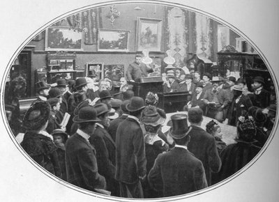Auktion im Gange bei Phillips Auktionatoren, London, ca. 1901 von Unbekannt