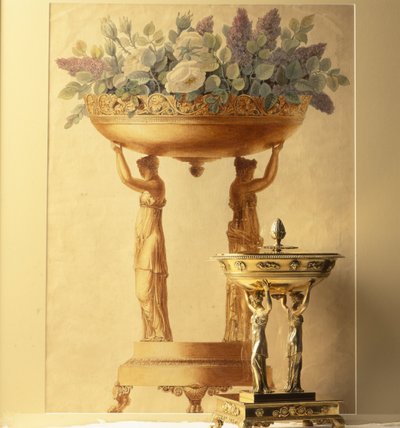 Korb, getragen von zwei Frauen, Aquarell von Garneray von Unbekannt