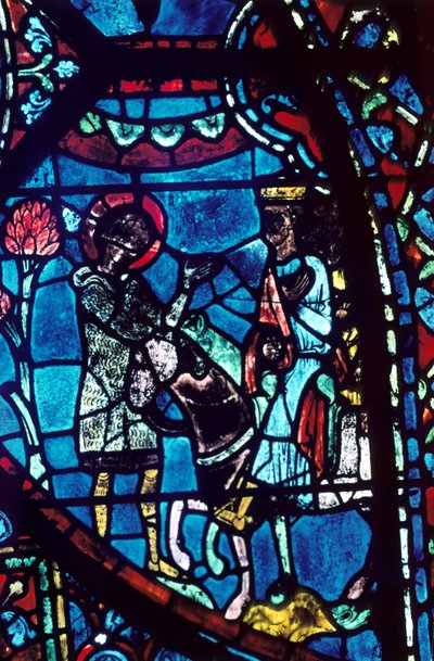 Baudoin berichtet Karl dem Großen vom Tod Rolands, Buntglas, Kathedrale von Chartres von Unbekannt