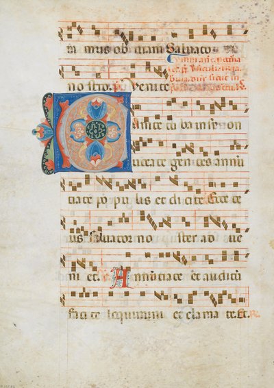 Bifolium mit Initiale C, aus einem Antiphonar, italienisch, ca. 1320 von Unbekannt