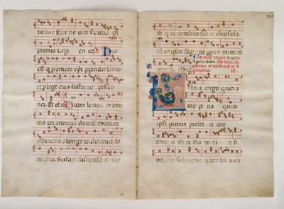 Bifolium mit Initiale L, aus einem Antiphonar, Italienisch, 14. Jahrhundert von Unbekannt