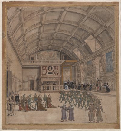 Binche-Palast während der Feierlichkeiten im August 1549, 1549 von Unbekannt