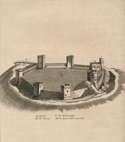 Vogelperspektive von Oxford Castle in Oxfordshire, ca. 1800 von Unbekannt