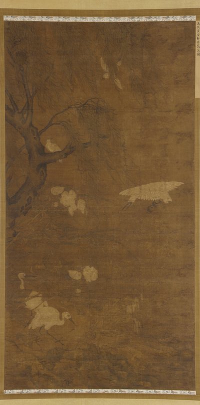 Vögel, Weidenbaum und Blumen, Ming-Dynastie, 15.-16. Jahrhundert von Unbekannt