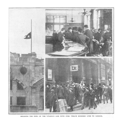 Die Nachricht vom Verlust der Titanic mit über zwölfhundert Leben nach London bringen, 20. April 1912 von Unbekannt