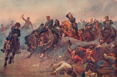 Britische Artillerie dringt in die feindlichen Linien bei Tel-el-Kebir, Ägypten, 1882 von Unbekannt