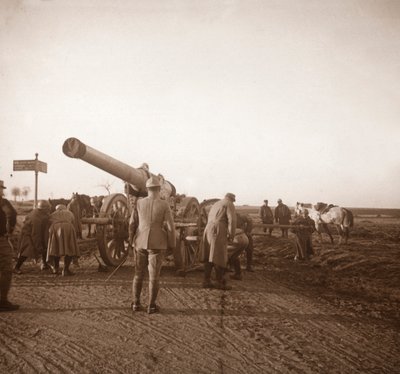 Kaputte schwere Artillerie, Somme, Nordfrankreich, um 1914-1918 von Unbekannt