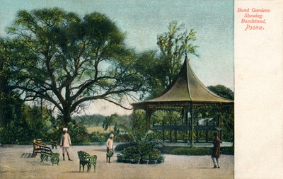 Bund Gardens zeigt Musikpavillon, Poona, ca. 1900 von Unbekannt