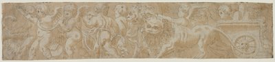 Wagen von Löwen mit Amorini gezogen recto Teilweise architektonische Studie verso, erste Hälfte 1500er von Unbekannt
