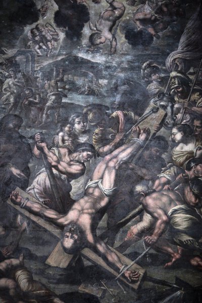 Chiesa della Grazia, Galatina, Apulien Gemälde, das die Kreuzigung des Heiligen Petrus darstellt, Galatina, Italien von Unbekannt