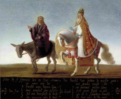 Christus auf einem Esel, der Papst zu Pferd von Unbekannt