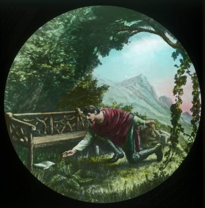 Christian kehrt zurück und findet die Schriftrolle, ca. 1910 von Unbekannt