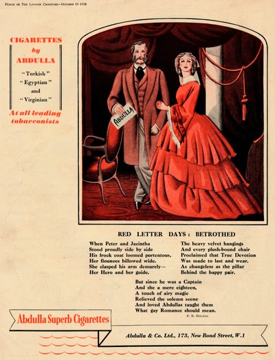 Zigaretten von Abdulla - Rote Buchstaben Tage: Verlobt, 1938 von Unbekannt