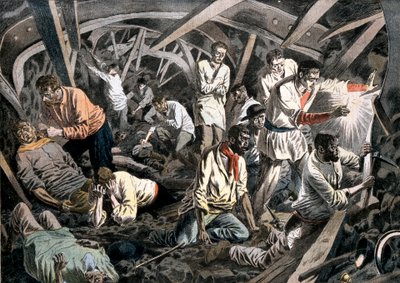 Eingeschlossene Bergleute durch einen Dacheinsturz, Courrieres-Minen, Pas-de-Calais, Frankreich, 1906 von Unbekannt