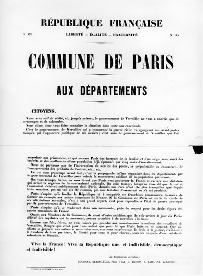 Commune de Paris, aus Französischen politischen Plakaten der Pariser Kommune, Mai 1871 von Unbekannt