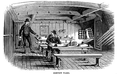 Strafgefangenenstation an Bord des Gefängnisschiffs Warrior in Woolwich, London, 1848 von Unbekannt