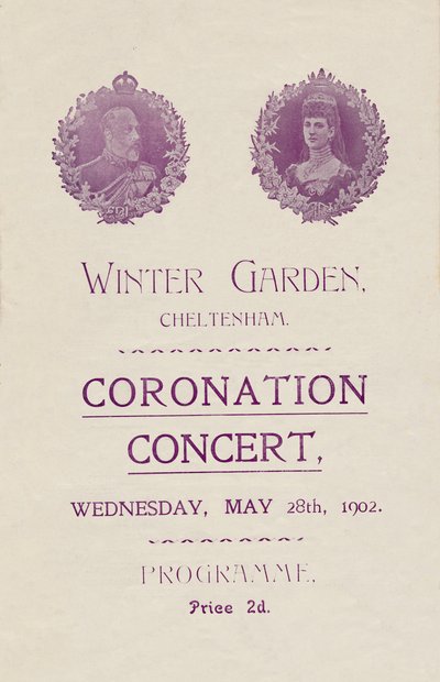 Titelblatt des Programms für ein Krönungskonzert im Wintergarten, Cheltenham, 1902 von Unbekannt