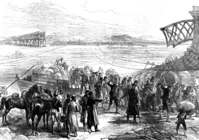 Überquerung des Ebro bei Castijon, Krieg in Spanien, 1875 von Unbekannt