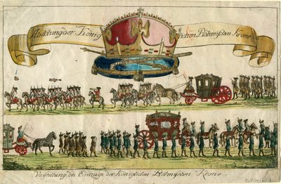 Darstellung der Königlichen Böhmischen Krone: Präsentation des Einzugs der Königlichen Böhmischen Krone, 1743 von Unbekannt