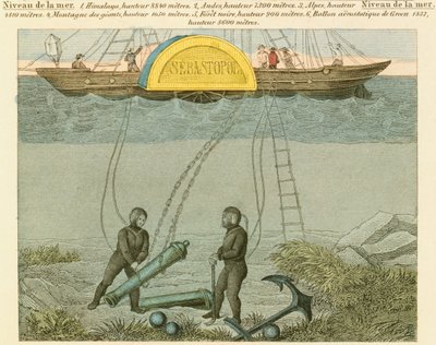 Taucher bergen Kanonen vom Meeresboden, ca. 1855 von Unbekannt