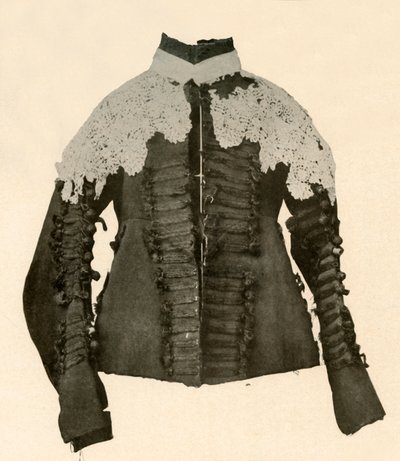 Wams aus schwarzem Stoff mit Seidenborte und Häkelknöpfen, 17. Jahrhundert, 1937 von Unbekannt