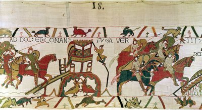 Herzog Conan flieht aus Dol mit den Rittern von Herzog Wilhelm auf den Fersen, Teppich von Bayeux von Unbekannt