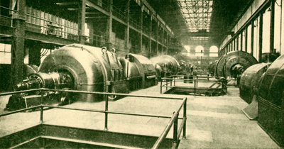 Dynamomaschinen im großen unterirdischen Kraftwerk an der Lots Road, Chelsea, 1930 von Unbekannt