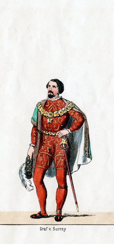 Earl of Surrey, Kostümentwurf für Shakespeares Stück, Heinrich VIII., 19. Jahrhundert von Unbekannt