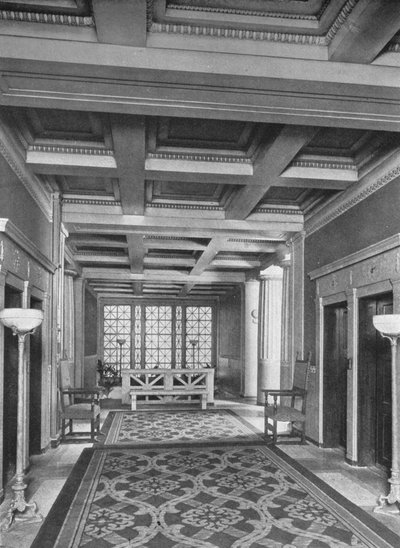 Aufzugslobby, erstes Stockwerk, das Fraternity Clubs Gebäude, New York City, 1924 von Unbekannt