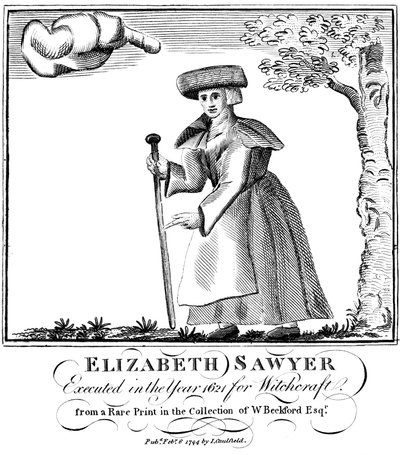 Elizabeth Sawyer, als Hexe in England 1621 hingerichtet, 1794 von Unbekannt