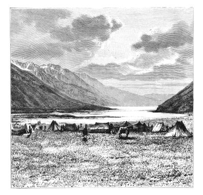 Lager des englischen Expeditionskorps von 1871, Pang-Kong-See, Tibet, 1895 von Unbekannt
