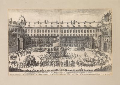 Reiterballett im Hof der Wiener Hofburg, 1667 von Unbekannt