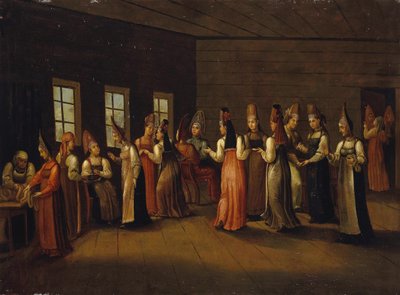 Hochzeitsvorabend in einem Kaufmannshaus, erstes Viertel des 19. Jahrhunderts von Unbekannt