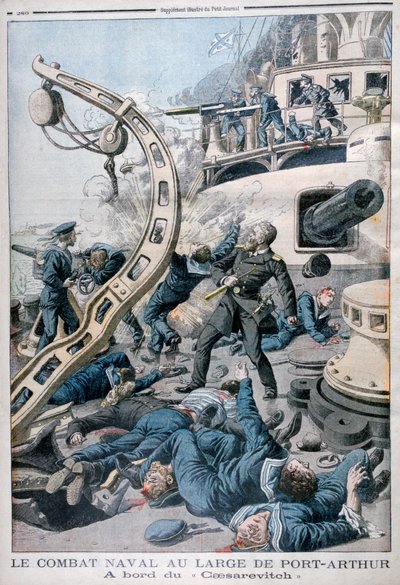 Explosion auf dem russischen Schlachtschiff Tsesarevich, Schlacht am Gelben Meer, 10. August 1904 von Unbekannt