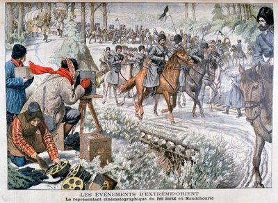 Dreharbeiten in der Mandschurei während des Russisch-Japanischen Krieges, 1904 von Unbekannt
