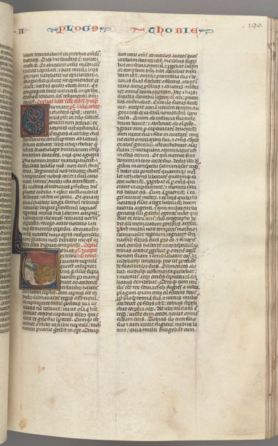 Fol. 190r, Tobit, historisierte Initiale T, Tobit schläft auf einem Bett von Unbekannt
