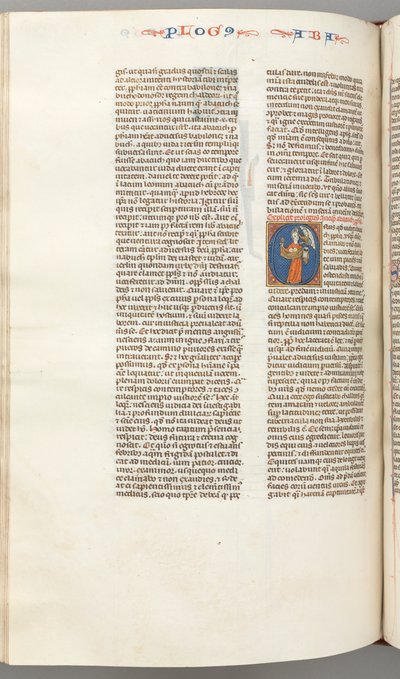 Fol. 361v, Habbakuk, historisierte Initiale O, Habbakuk hält einen Korb und zwei Steine..., ca. 1275-130 von Unbekannt