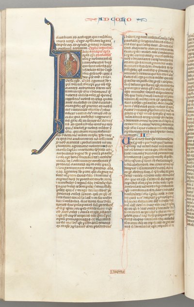 Fol. 453v, Kolosser, historiierte Initiale P, Paulus spricht zu der Büste Gottes oben, c. 127 von Unbekannt