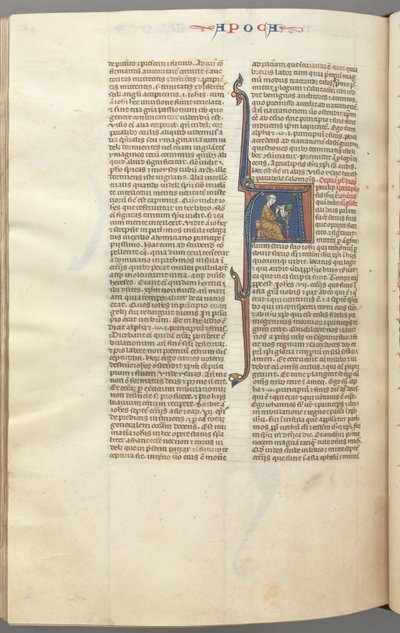Fol. 482v, Offenbarungen, historiierte Initiale A, Johannes sitzt an einem Schreibtisch und schreibt... von Unbekannt