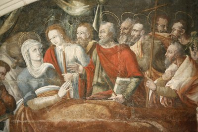 Abtei Fontevraud, Kapitelsaal: Tod Marias (Detail) gemalt von Thomas Pot um 1563, Fontevraud, Frankreich von Unbekannt