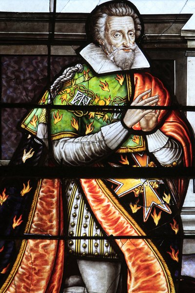 François de la Grange. Detail des Glasfensters der Himmelfahrt der Jungfrau, Bourges, Frankreich von Unbekannt