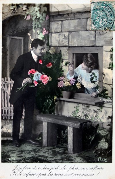 Französische romantische Postkarte, um 1900 von Unbekannt