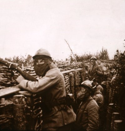 Gasalarm in den Schützengräben, Champagne, Nordfrankreich, 1916 von Unbekannt