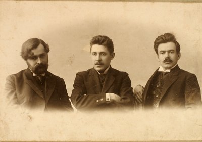 Georgy Chulkov, Vasili Milioti und Genrich Tasteven, russische Schriftsteller, 1900er Jahre von Unbekannt