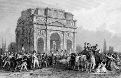 Guillotine unter dem Bogen des Marius in Orange, Frankreich, Französische Revolution, 1793-1794 von Unbekannt